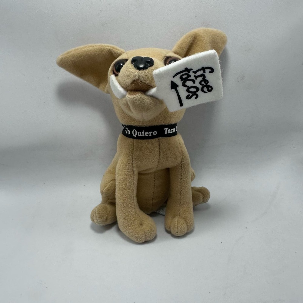 Taco Bell Dog Chihuahua Plush Holding a FREE TACOS Sign NOT TALKING Yo Quiero